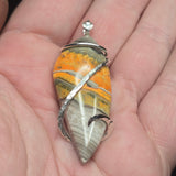 Rare Fiery Yellow Bumblebee Jasper (Travertine) Pendant – Sterling Silver Tension Wrap