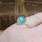 Big Blue Aquamarine Ring sz 9 – Hammered Sterling Silver