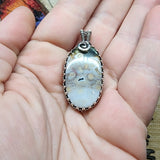Bubbily Polka Dot Ocean Jasper Stone Pendant Necklace in Sterling Silver