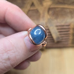 Aquamarine Copper Ring Size 6.5 – Deep Blue Cabochon
