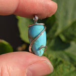 Sky Blue 10ct Turquoise Pendant - Hammered Sterling Silver