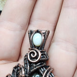 Large Carved Green Gold Orange Labradorite Flower and Austrailian Opal in Copper - Rock Your World 