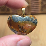 Carnelian Marcasite Heart Pendant - Gold Tone Bail