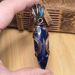Blue Sodalite Labradorite Pendant – Copper Flow + Night Sky Flame