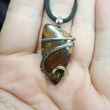 Australian Boulder Opal Pendant in Sterling Silver - Large Abstract