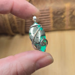 Marcasite Chalcedony on Caribbean Green Aurora Opal – Sterling Silver Pendant