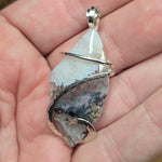 Dendritic Quartz & Common Opal Pendant – Winter Ridge in Sterling Silver