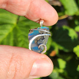 Teal Blue Marcasite Agate with Aurora Opal – Sterling Silver Pendant