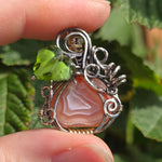 Swazi Rose Agate Pumpkin Pendant - Sterling Silver 14kt Gold Fill Czech Glass