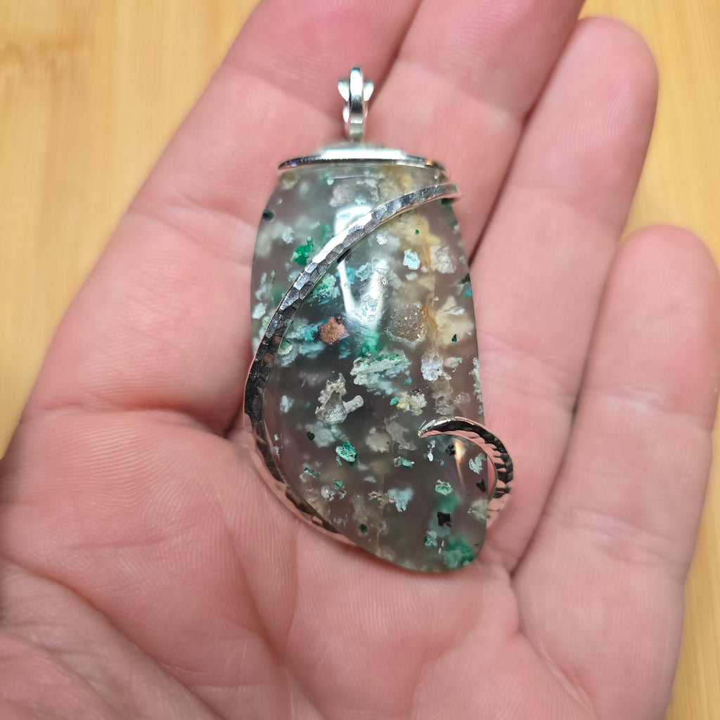 Copper Silica Rocks 85ct Native Copper in Chalcedony Pendant | Sterling Silver Necklace ...