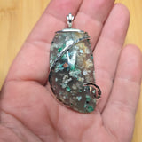 85ct Aquadite Gem Silica with Native Copper Pendant in Sterling Silver