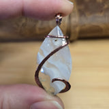 Tube Moss Agate Pendant Crystal Fade with Geode Copper Wrapped