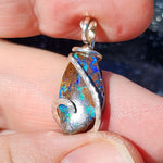Boulder Opal Pendant - Sterling Silver Lightning Flash Ironstone Matrix