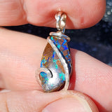 Boulder Opal Pendant - Sterling Silver Lightning Flash Ironstone Matrix