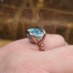 Raw Crystal Ring sz 7.25 – Blue Tourmaline with Pale Pink Rim