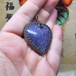 Bright Purple Heart Shape Double-sided Grape Agate Pendant Necklace in Sterling Silver