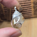Golden Green Red Moss in White Chalcedony – Sterling Silver Pendant