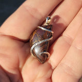 Australian Boulder Opal Pendant in Sterling Silver with Green Flash
