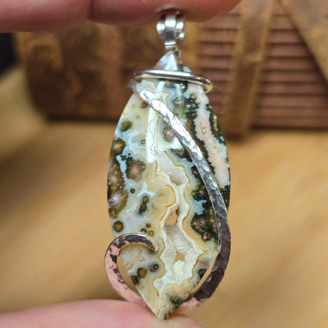 River Jasper Pendant – Forest Current in Sterling Silver