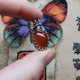 Bold Red Orange Carnelian Agate Pendant in Sterling Silver