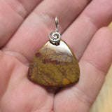Double Sided Gold and Red Moss Agate Pendant in Sterling Silver