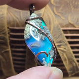 Moss Agate Aurora Opal Pendant – Recycled Copper