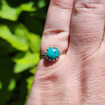 Natural Turquoise Ring sz 7.5 – Sky Blue Cab Matrix Sterling Silver