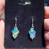 Faceted Rainbow Aurora Opal Earrings In Sterling Silver
