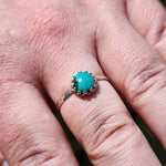 Natural Turquoise Ring sz 12 – Sterling Silver Hammered Band