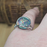 Aurora Opal Ring Size 9 – Sterling Silver Carved Doublet