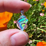 Faceted Rainbow Aurora Opal Pendant In Hammered Sterling Silver with 20 Inch Chain - Rock Your World 