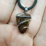 Australian Boulder Opal Pendant in Sterling Silver with Blue Flash