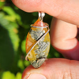 Golden Marcasite Carnelian Pendant – Ombre Flame in Sterling Silver