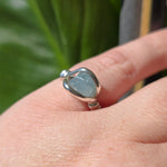 Raw Baby Blue Mt Antero Aquamarine Crystal Ring Sterling Silver Sz 7