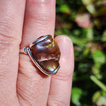 Aquas Calientes Fire Agate Ring sz 8 – Forged Embrace in Sterling Silver