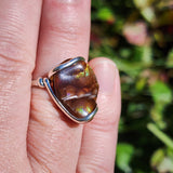 Aquas Calientes Fire Agate Ring sz 8 – Forged Embrace in Sterling Silver