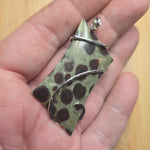 Green and Brown Cone Pine Forest Oolite Limestone Polka Dot Pendant in Sterling Silver