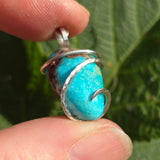 Sky Blue Turquoise with Red-Brown Matrix Pendant – Sterling Silver