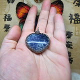 Purple Heart Shape Double-sided Grape Agate Pendant Necklace in Sterling Silver