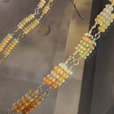 Precious Opal Handmade Chain and Bracelet Set in 14kt Yellow Gold Fill