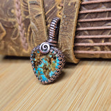 Nevada Turquoise Pendant - Copper Gallery Wire Wrap