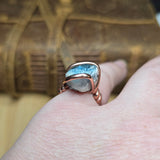 Raw Crystal Ring sz 7.25 – Blue Tourmaline with Pale Pink Rim