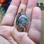 56ct Gem Silica with Native Copper Pendant in 14kt Rose Gold Filled