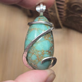Vintage Turquoise Pendant – Sterling Spiral & Robin’s Egg Revival - Rock Your World 