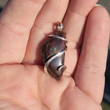 Australian Boulder Opal Pendant in Sterling Silver with Green Flash