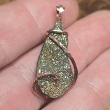 Chalcopyrite Druzy Pendant - Cold-Forged Hammered Copper