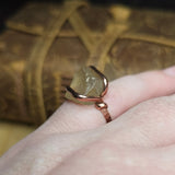 Raw Oregon Sunstone Crystal Ring Sz 6.5 in Copper