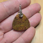 Double Sided Gold and Red Moss Agate Pendant in Sterling Silver