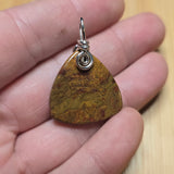 Double Sided Gold and Red Moss Agate Pendant in Sterling Silver
