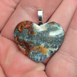 Marcasite Common Opal Heart Pendant - Silver Tone Bail